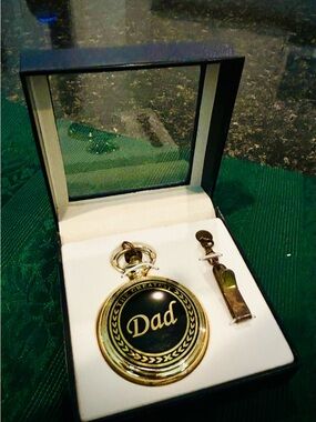 NEW “Greatest Dad” pocket watch & chain boxed set: Father’s Day, Birthday gift